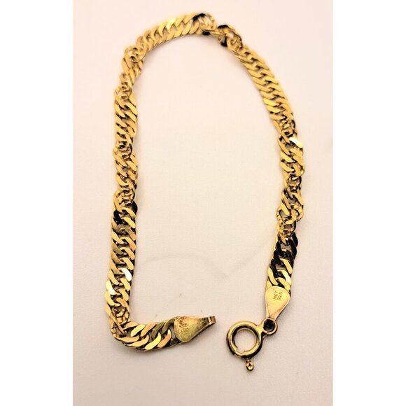 Vintage Italy HCT 925 Sterling Silver Gold Tone Smooth Twist Chain Bracelet - Picture 2 of 12